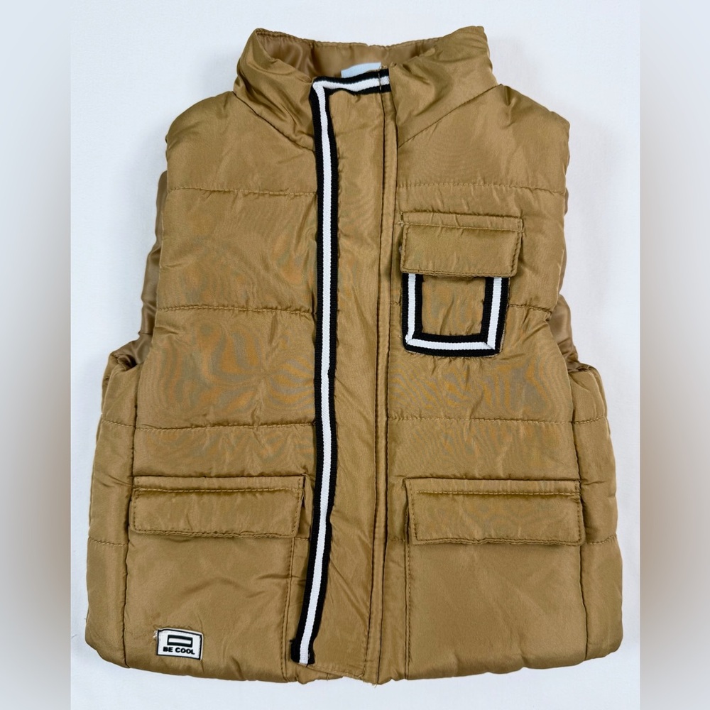 LITTLE LAD Baby Boys' Tan Snap Front "Be Cool" Puffer Vest Gorpcore‎ Size 24M